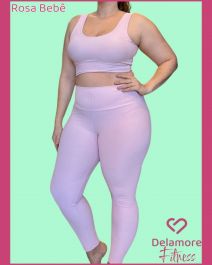 CONJUNTO FITNESS TOP E CALCA POLIAMIDA CANELADA FLEX