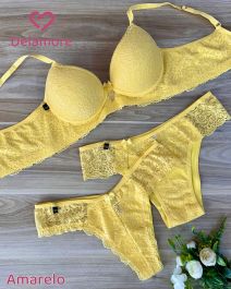 CONJUNTO TRIO RENDA E TACTEL ELASTICO DUPLO