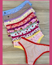 TANGA DE COTTON ESTAMPADO COM VIES LARGO