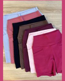 SHORT FITNESS CANELADA COM BOLSO
