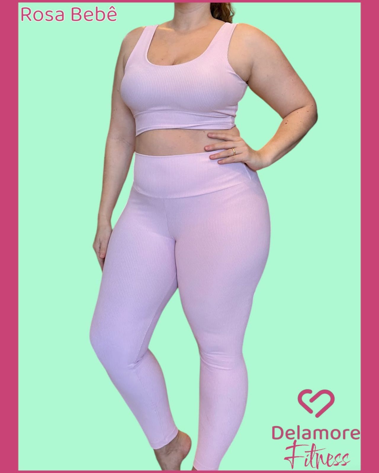 CONJUNTO FITNESS TOP E CALCA POLIAMIDA CANELADA FLEX