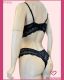 CONJUNTO TRIO DE RENDA SOUTIEN TIPO CROPPED CALCINHA CALEÇON E FIO