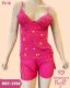 CJ BABY DOLL DE SUEDINE CANELADA COM RENDA BOJO CORTININHA
