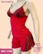 CJ BABY DOLL DE SUEDINE CANELADA COM RENDA BOJO CORTININHA
