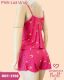 CJ BABY DOLL DE SUEDINE CANELADA COM RENDA BOJO CORTININHA