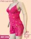 CJ BABY DOLL DE SUEDINE CANELADA COM RENDA BOJO CORTININHA