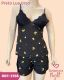 CJ BABY DOLL DE SUEDINE CANELADA COM RENDA BOJO CORTININHA