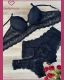 CONJUNTO TRIO DE RENDA SOUTIEN TIPO CROPPED CALCINHA CALEÇON E FIO