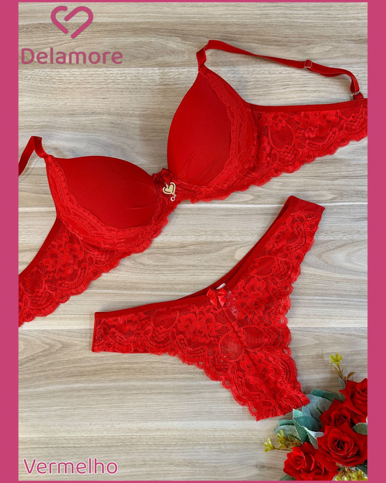 CONJUNTO PRE MOLDADO RENDA FORRADO BJ TACTEL FRANZIDO COM FIO DUPLO
