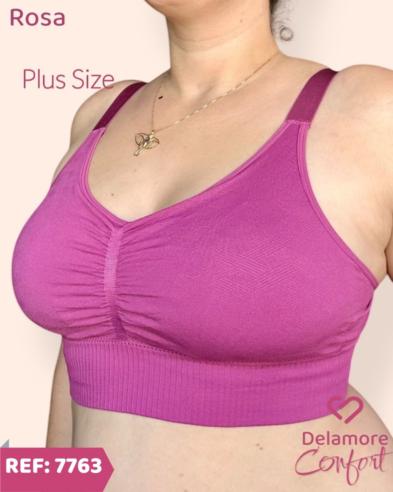 PLUS SIZE TOP JACQUARD COM BOJO REMOVIVEL SEM COSTURA